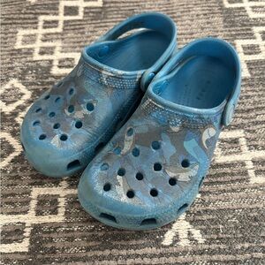 Crocs blue sharks child size 11